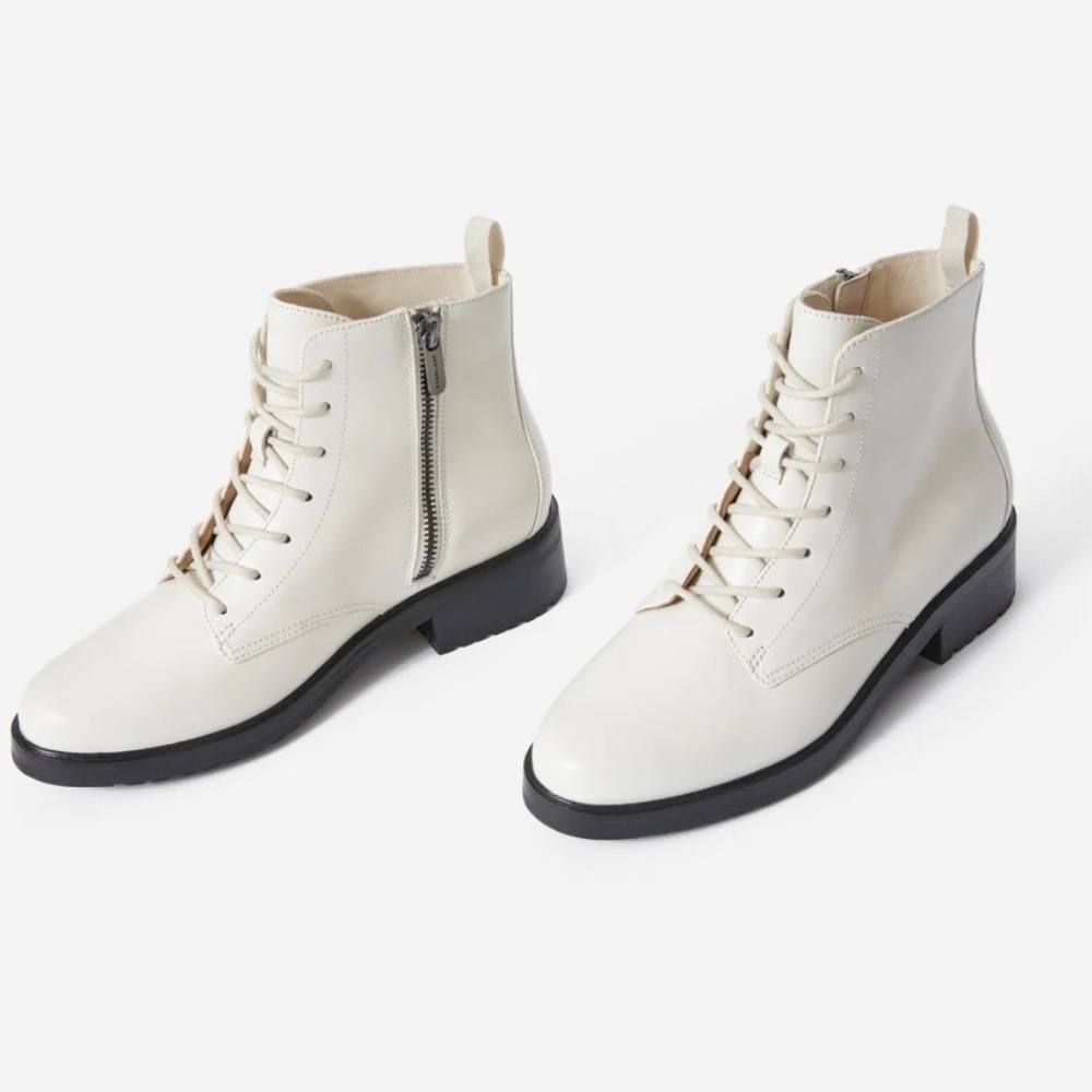 Everlane The Modern Utility Lace-Up Boot White Size 7 NEW